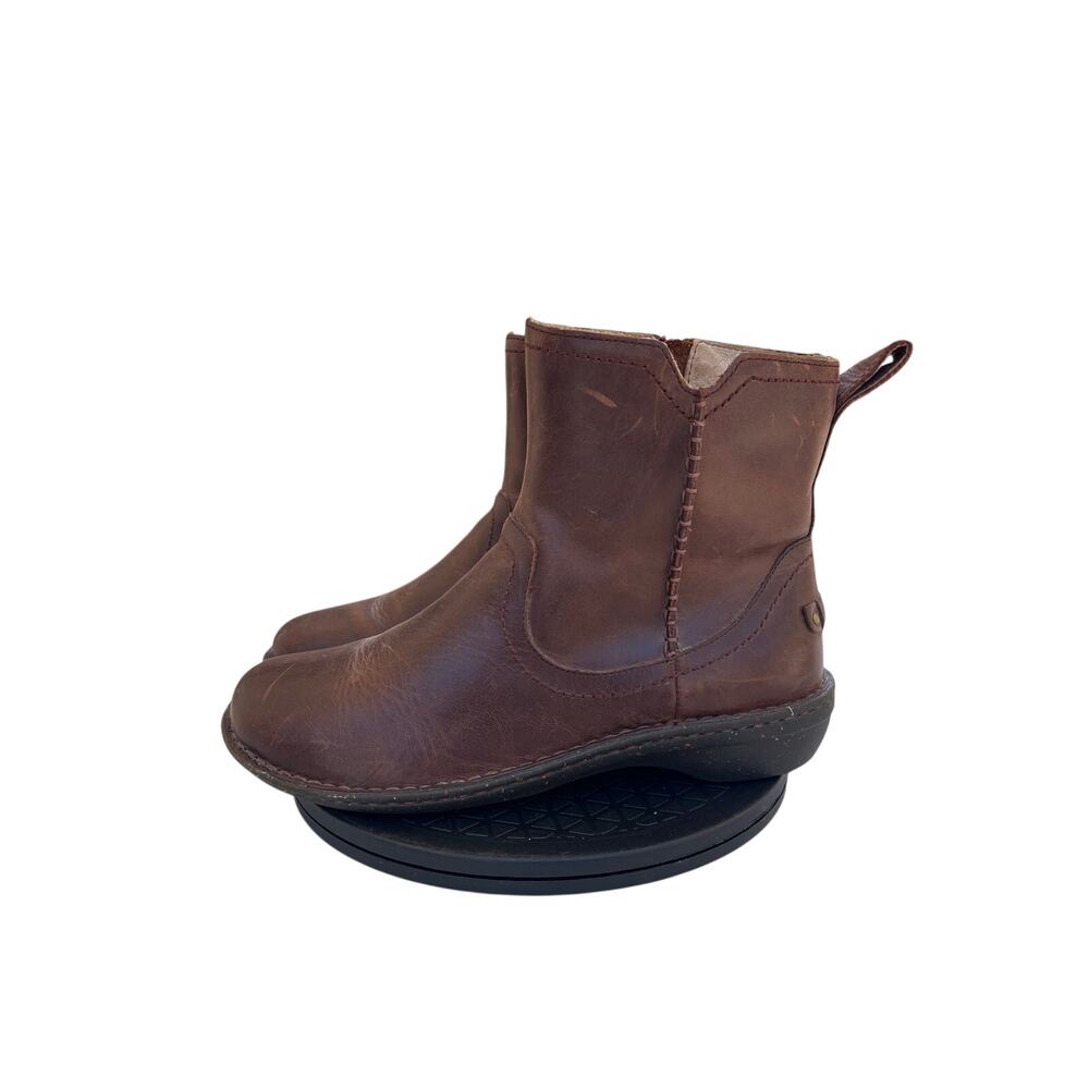 Womens UGG Neevah Leather Shearling-lined Ankle Boots Side-zip Size 10
